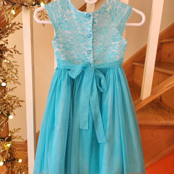 Beautiful Turquoise Party Dress for Girls (Age 7) – Jona Michelle - Picture 4 of 5